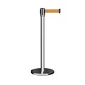 Montour Line Retractable Belt Rolling Stanchion, 2ft Pol.Steel Post  11ft. Brown ME530-PS-BN-110